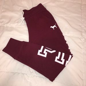 Maroon slim joggers by PINK